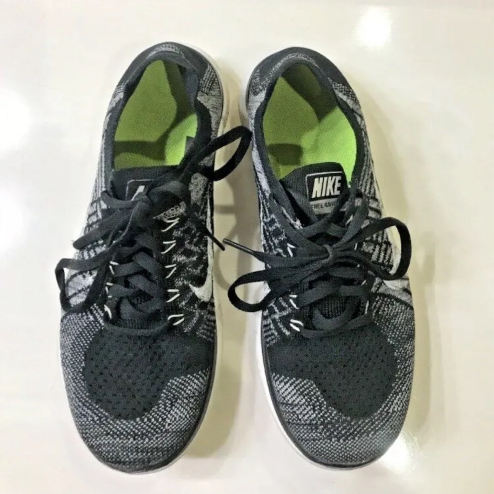 WOMENS 7.5 NIKE FREE 4.0 FLYKNIT RUNNING SHOES BLACK /Gray 717076-001